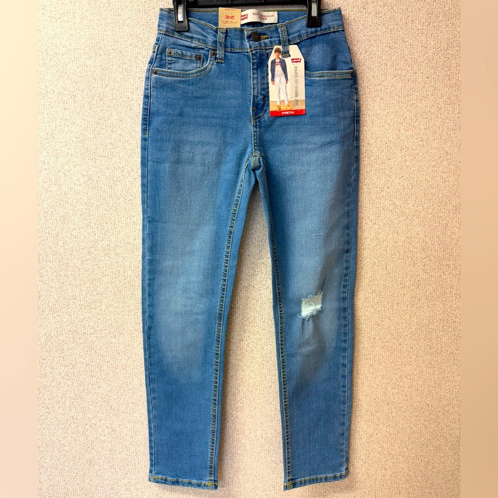 Levis 502 Jeans Youth Boys 12 Reg 26X27 Blue Denim Regular Tapered Stretch Fit